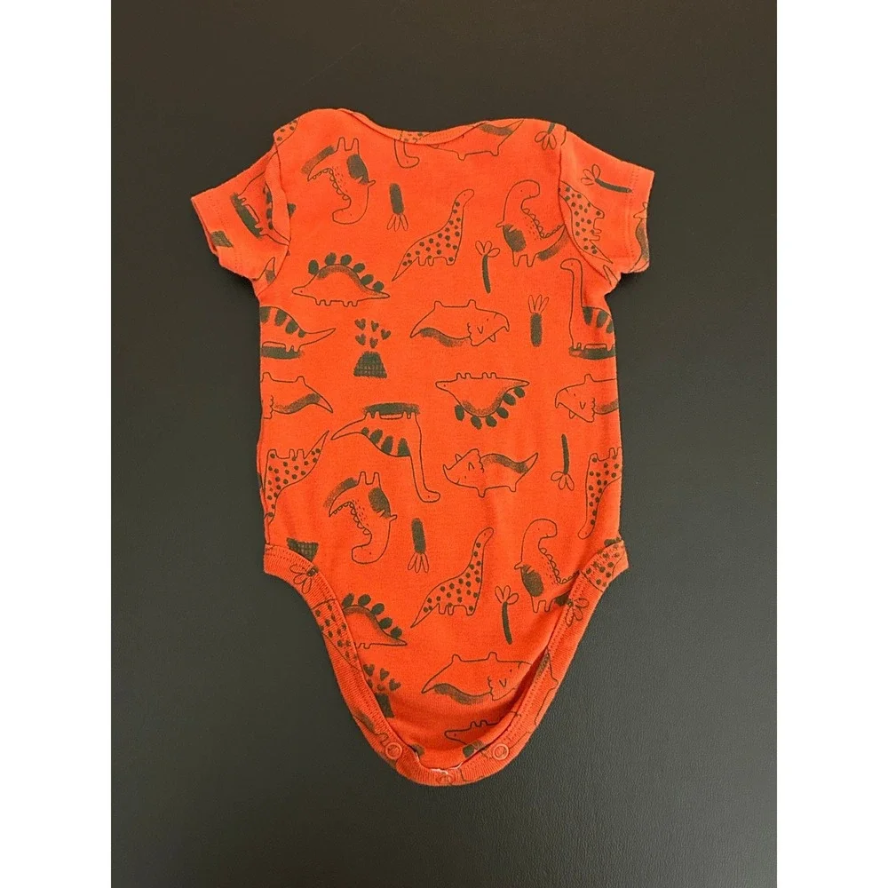 Carters Baby Boys Orange Dinosaur Print Short Sleeve Bodysuit 3 Months (1265)